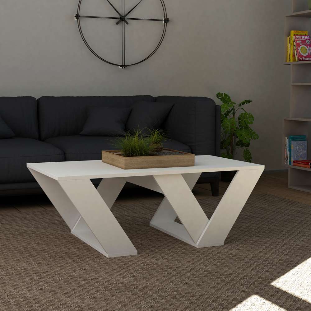 Table basse moderne pour séjour PIPRA 110 cm - en bois Blanc - Meublin.ma table basse Meublin.ma
