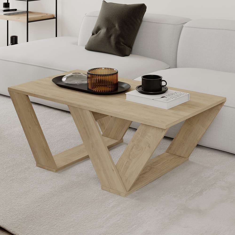 Table basse moderne pour séjour PIPRA 110 cm - Bois effet Chêne - Meublin.ma table basse Meublin.ma