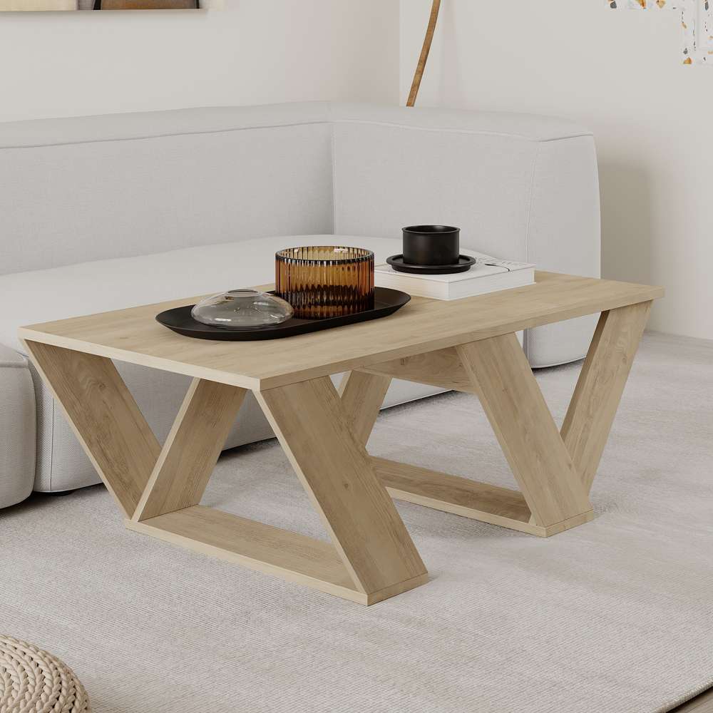 Table basse moderne pour séjour PIPRA 110 cm - Bois effet Chêne - Meublin.ma table basse Meublin.ma