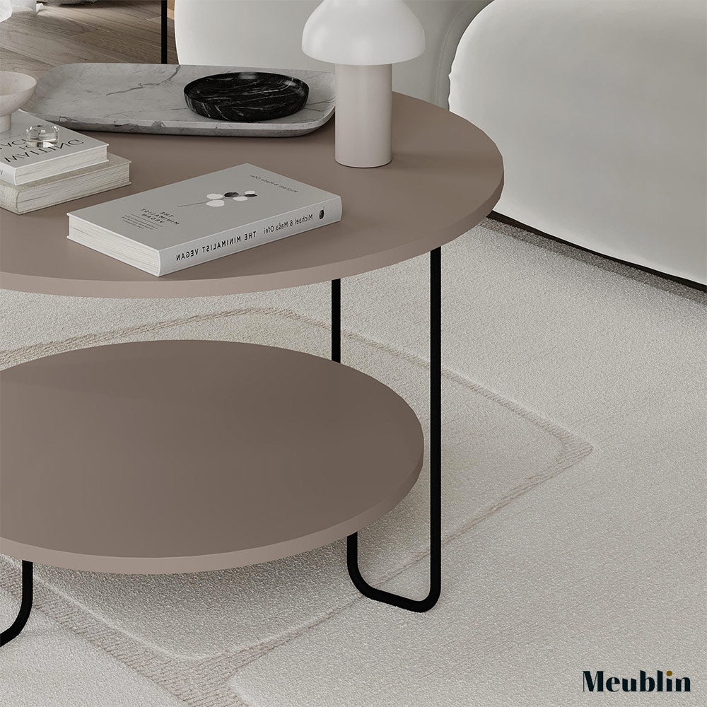 Table basse ronde pour séjour CORRO 80 cm - Cappuccino