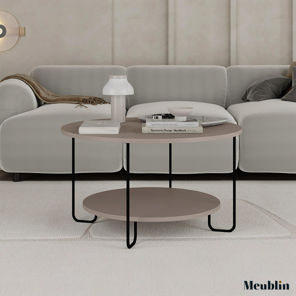 Table basse ronde pour séjour CORRO 80 cm - Cappuccino