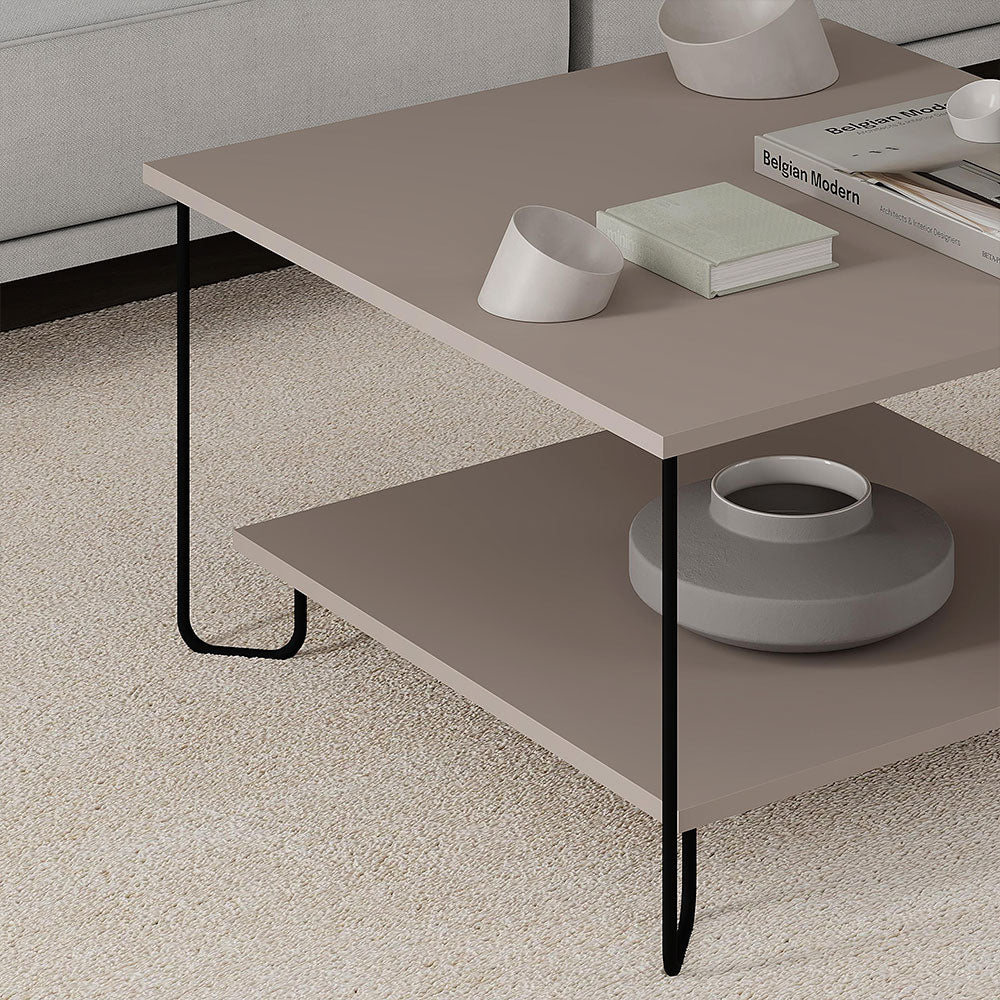 Table basse carrée pour séjour MARBO 80 cm - Cappuccino