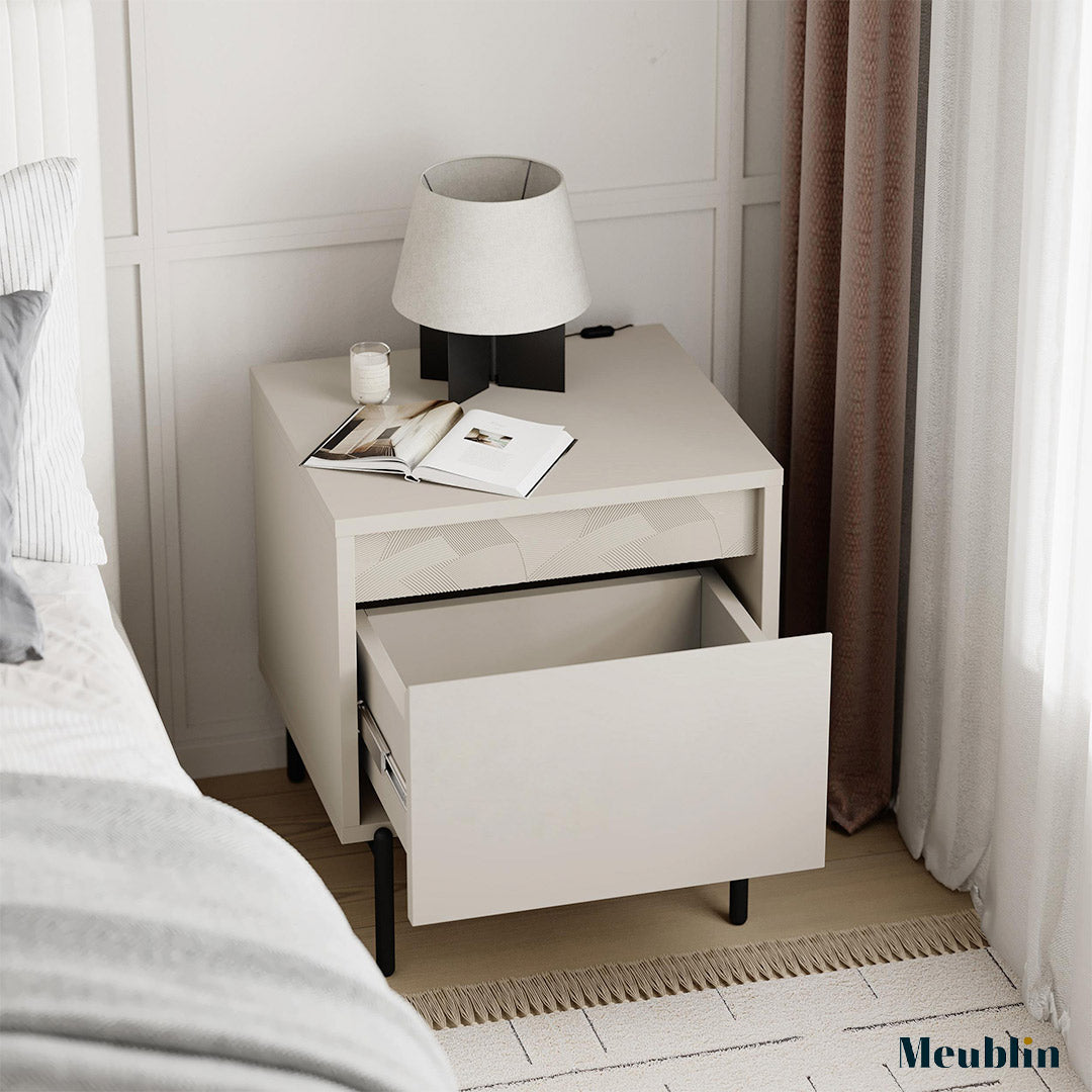 Table de nuit nordique à 1 tiroir MOTT- Chambre à coucher