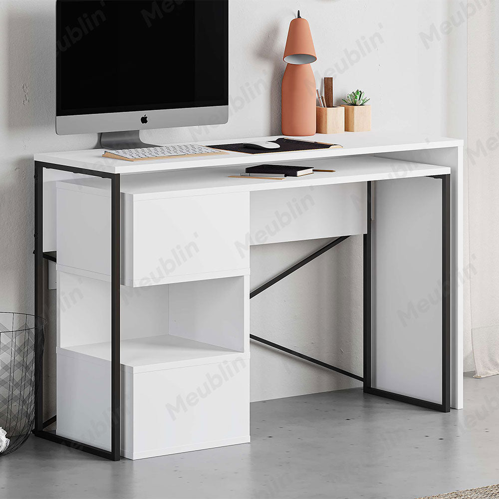 Bureau de travail en bois BADAU 110 cm - Blanc