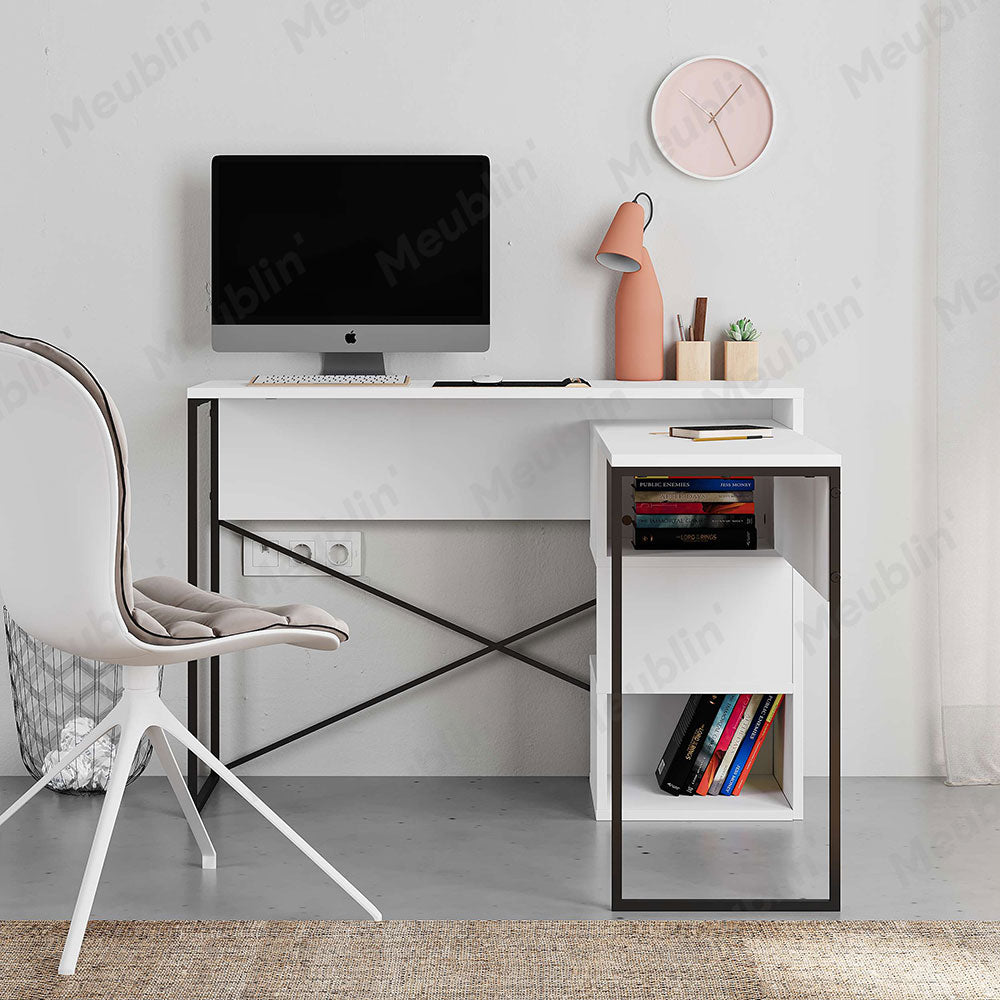 Bureau de travail en bois BADAU 110 cm - Blanc