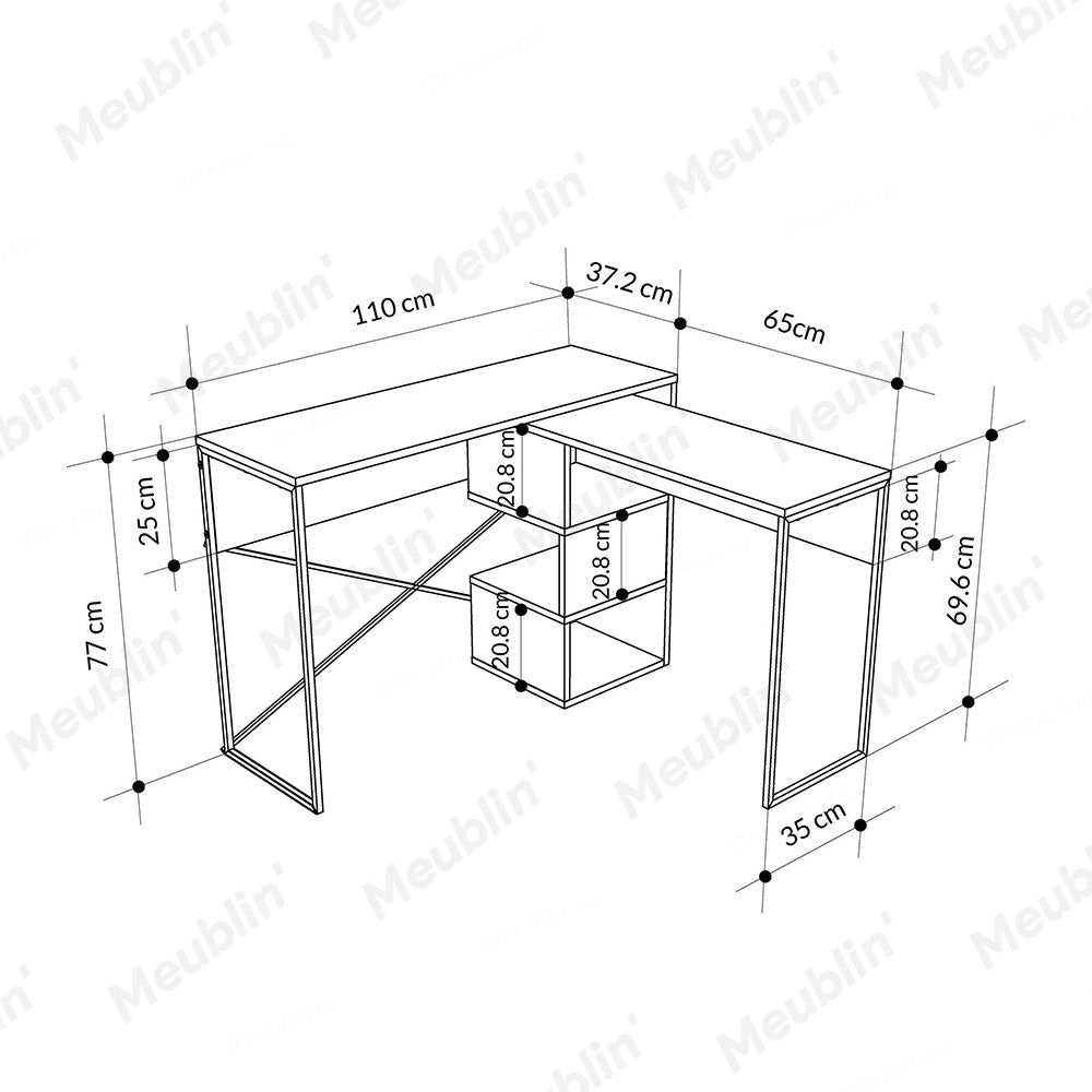 Bureau de travail en bois BADAU 110 cm - Gris Retro