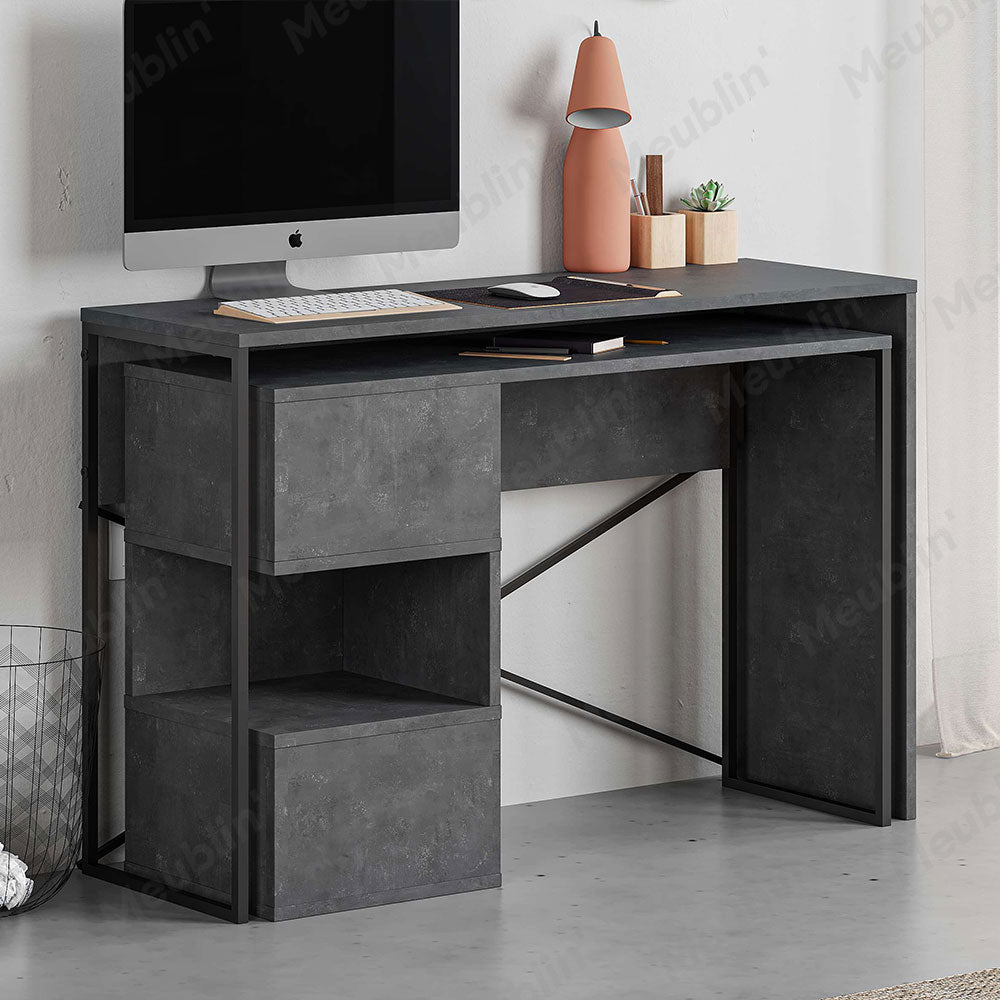 Bureau de travail en bois BADAU 110 cm - Gris Retro