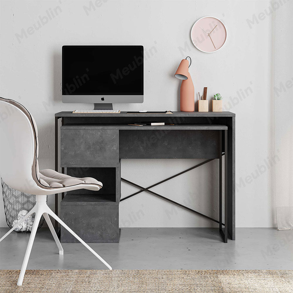 Bureau de travail en bois BADAU 110 cm - Gris Retro