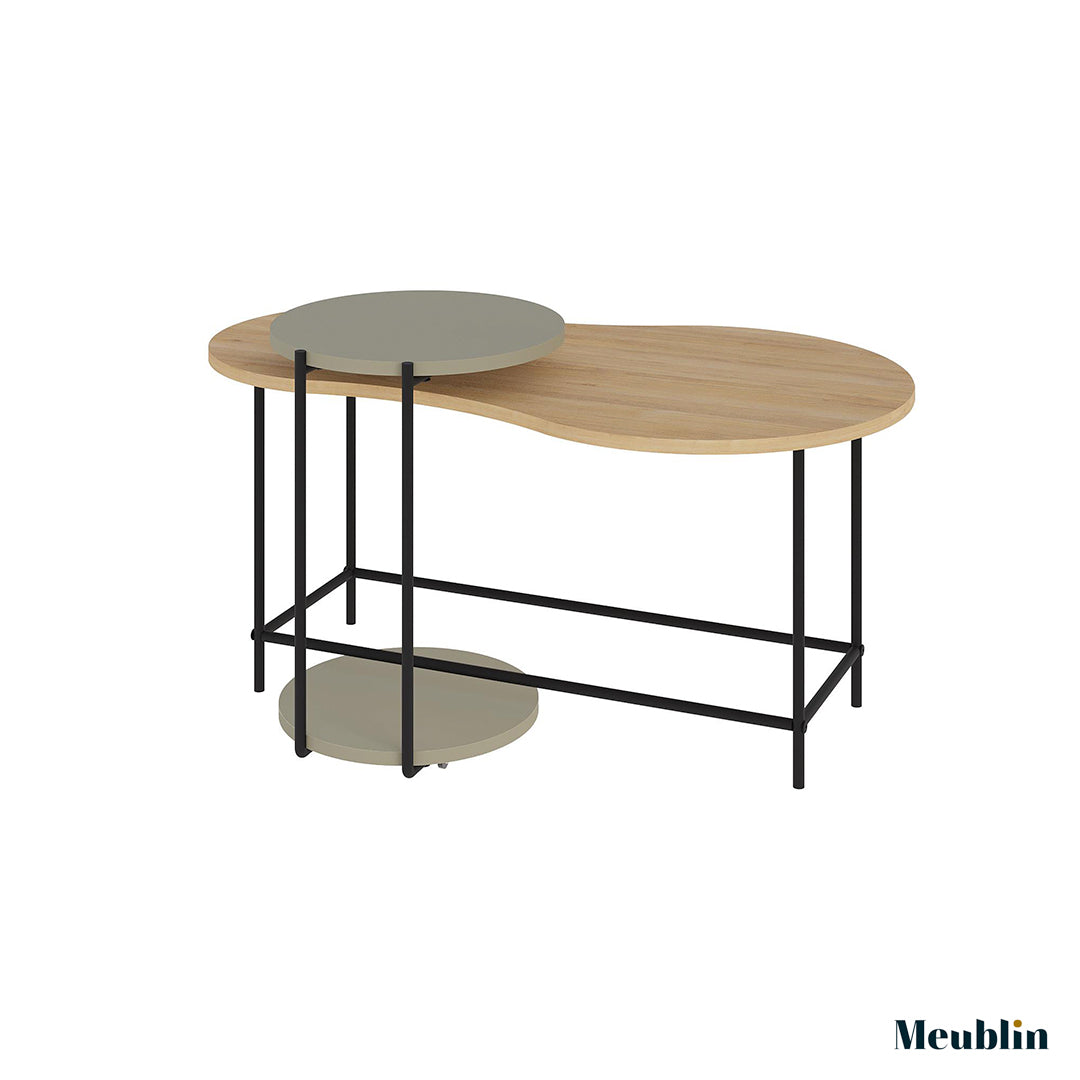 Set de 2 Tables pour séjour CUDDLE 102 cm - Chêne et Vert Cendre