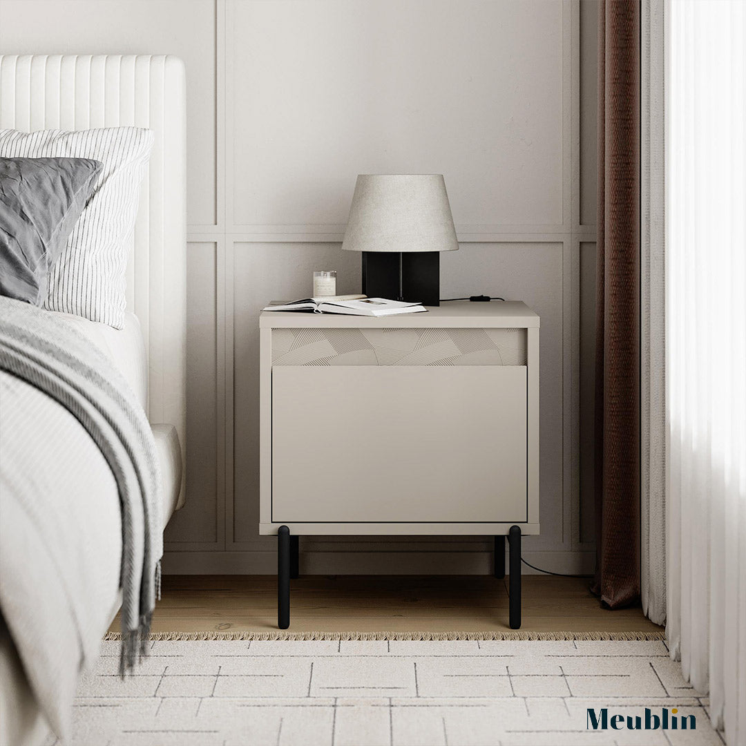 Table de nuit nordique à 1 tiroir MOTT- Chambre à coucher