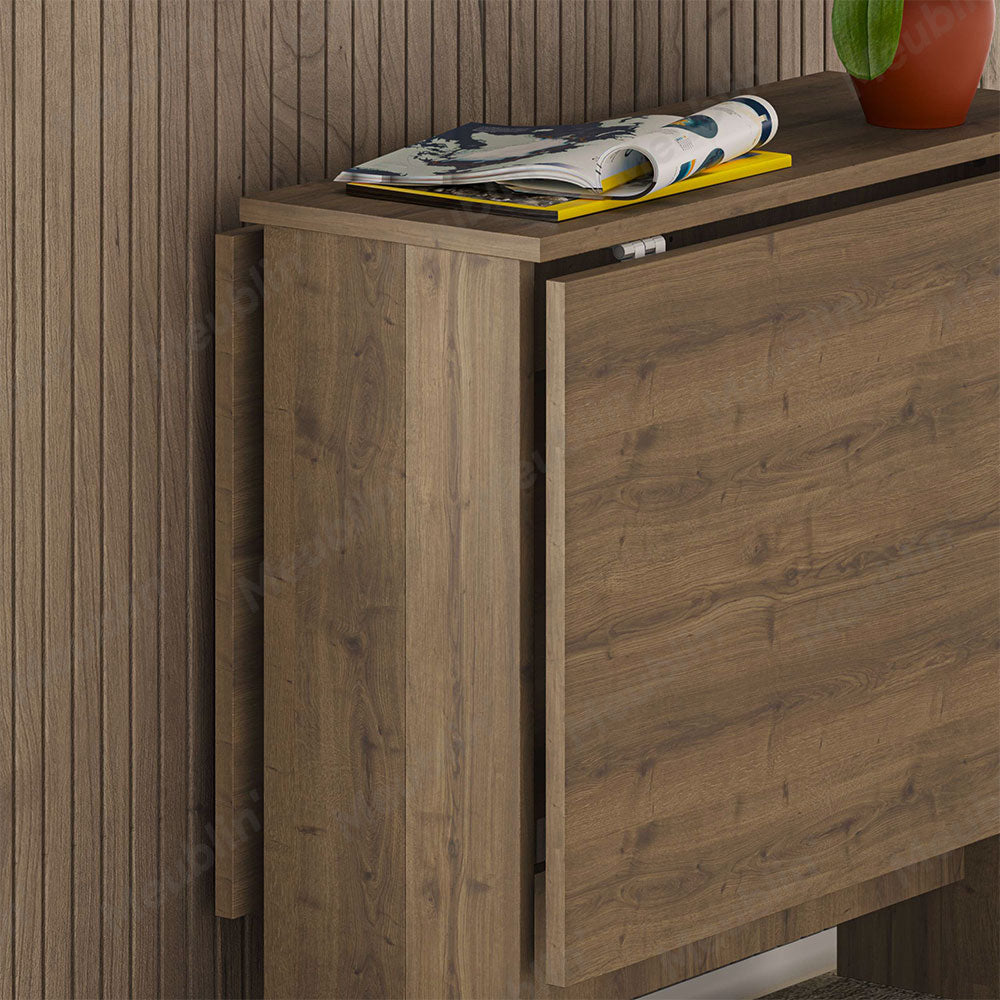 Table à manger pliable en bois ARTEMIO 130 cm - Marron noyer