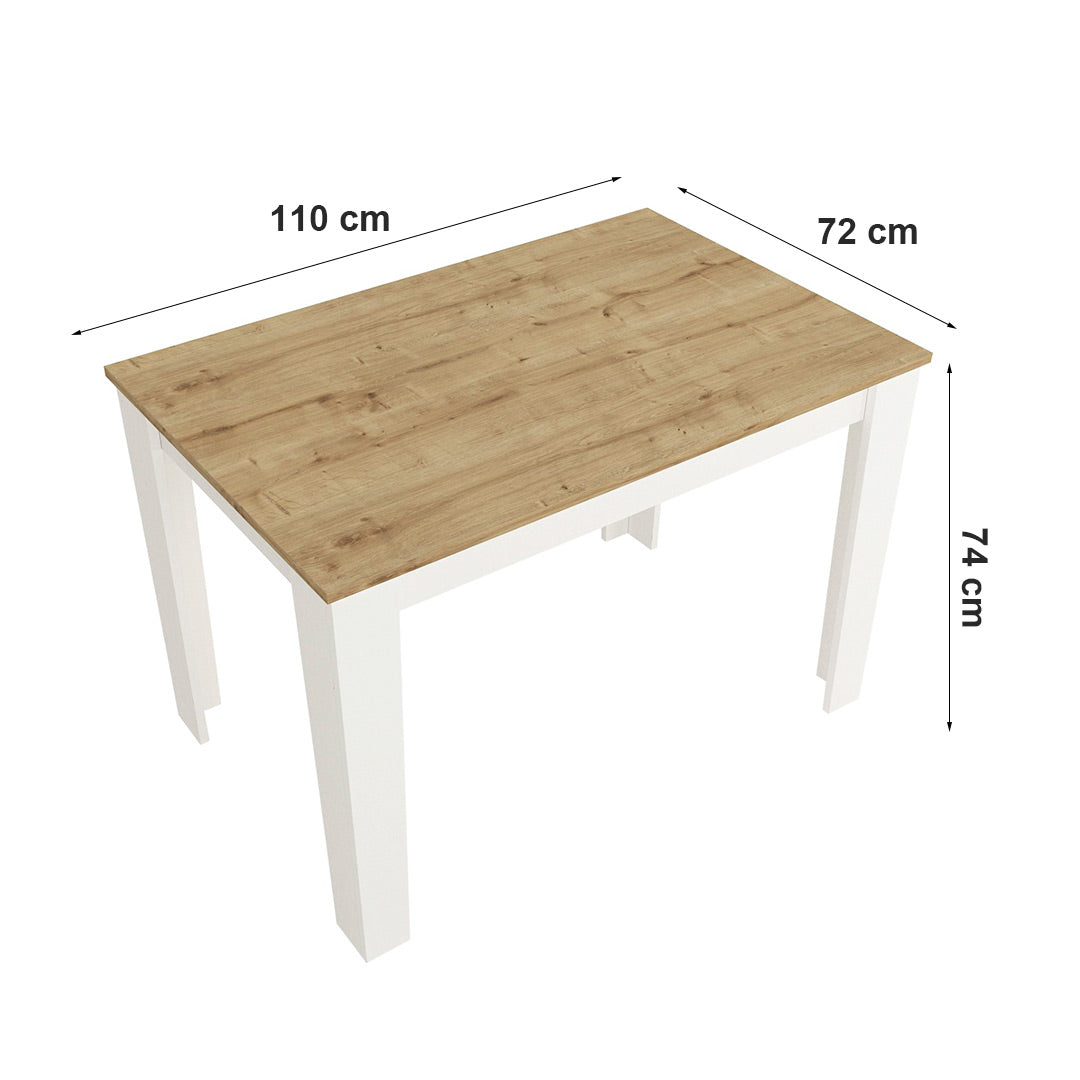 Table à manger en bois DARLEN 110 cm - Blanc et Chêne - Meublin.ma Table salle a manger Meublin.ma