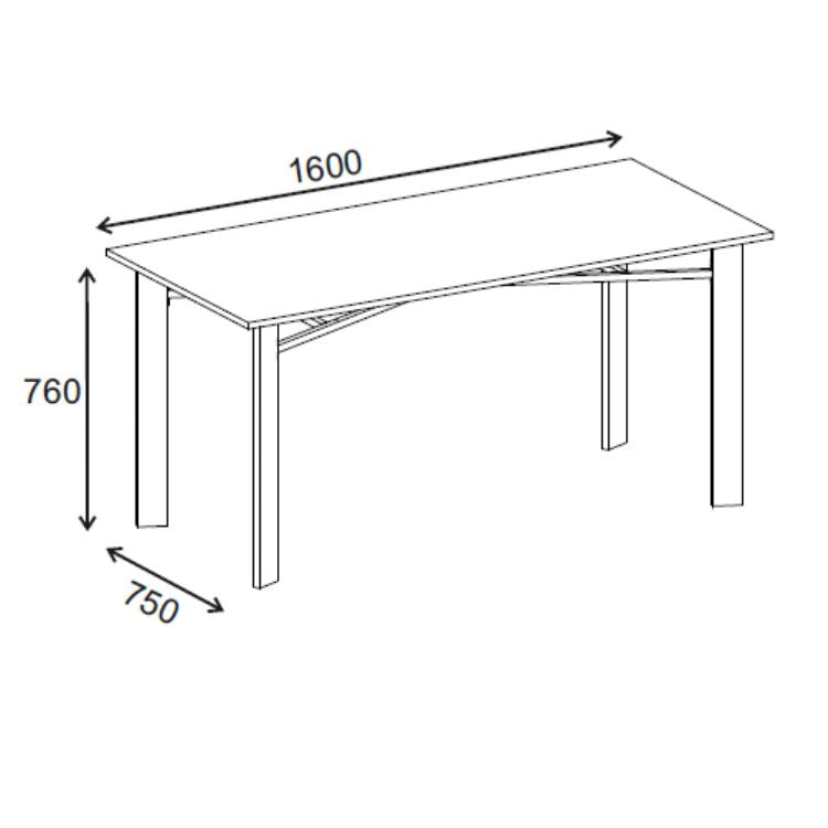 Table à manger en bois ETERNA 160 cm - Structure en métal