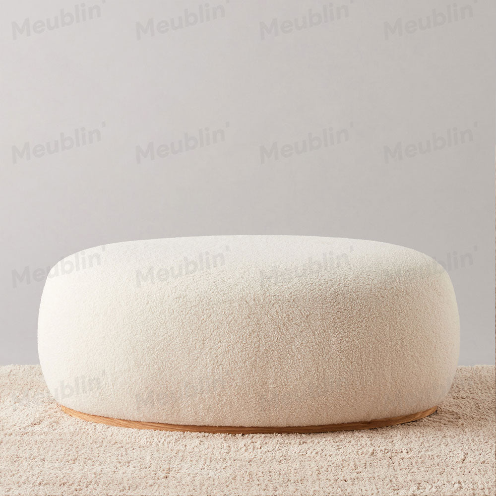 Tabouret de luxe en bouclette - Blanc cassé - Séjour et Salon