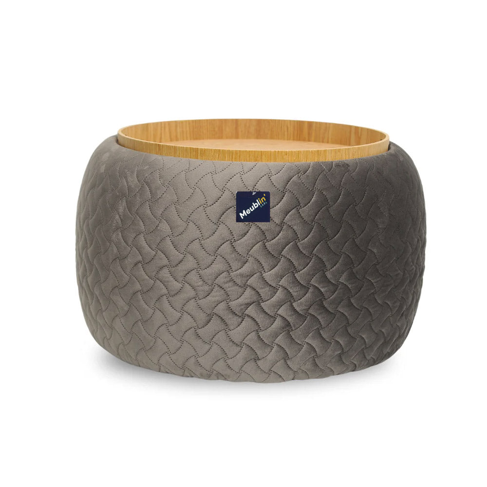 Ottoman de luxe avec espace de rangement intégré - Gris Charbon