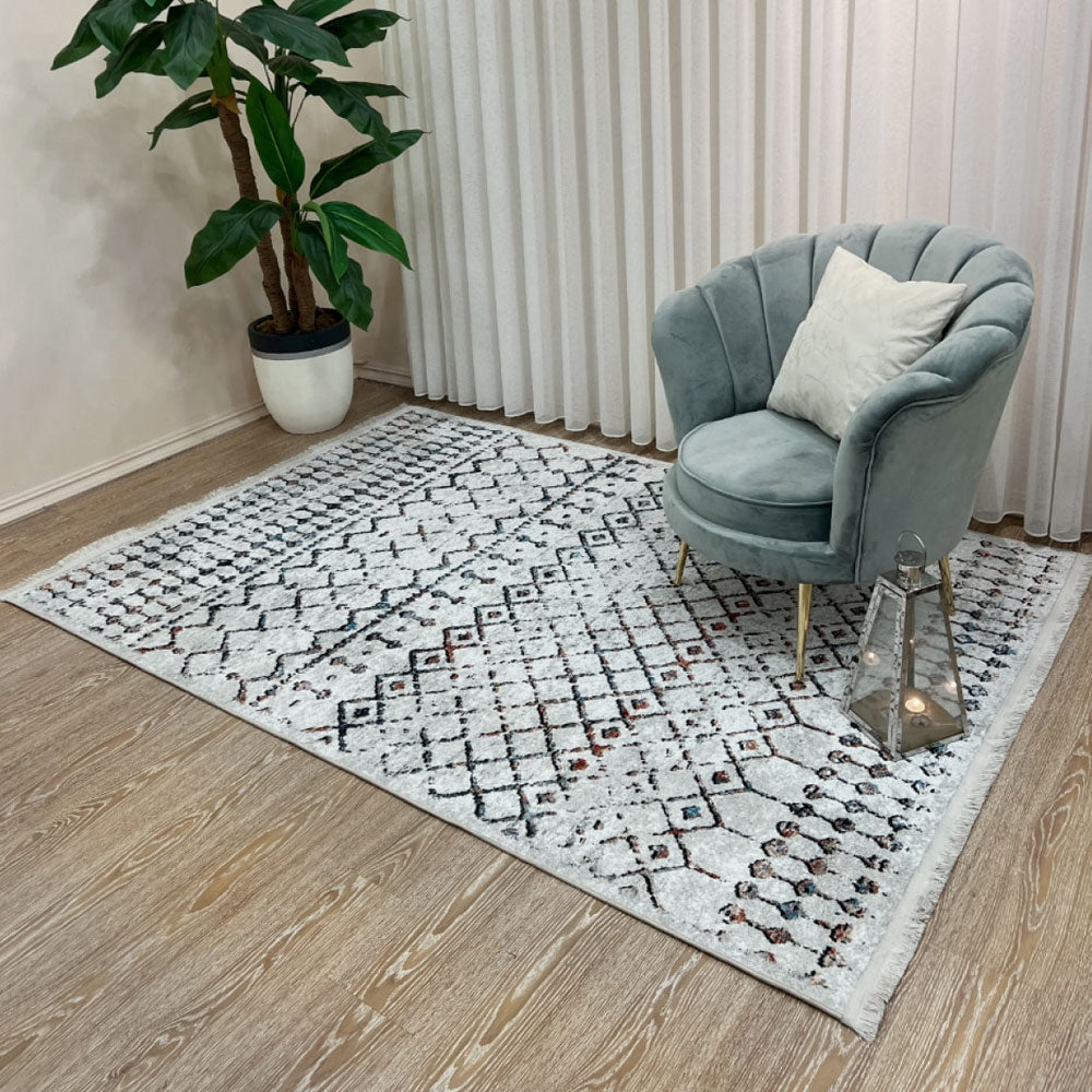 Tapis moderne imprimé TUDA - salon et séjour marocain