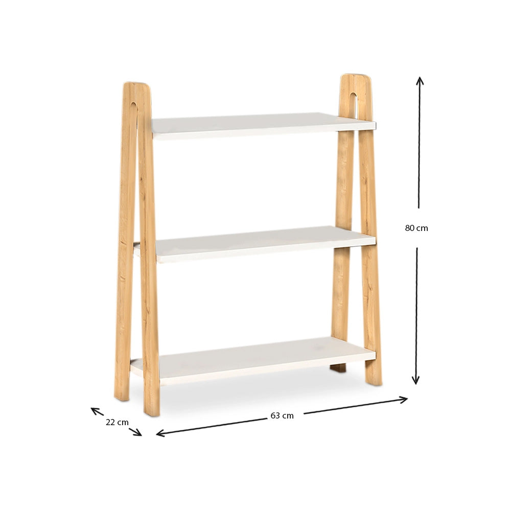 Étagère Bibliothèque à 3 niveaux COMO 80 cm - Blanc et chêne - Meublin.ma Bibliothèque à étagères libres Meublin.ma