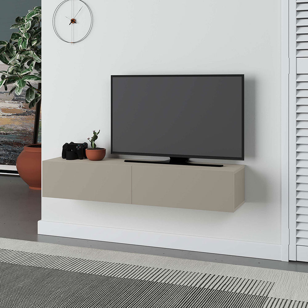 Meuble TV design mural suspendu FRANCY 135 cm - Beige Taupe