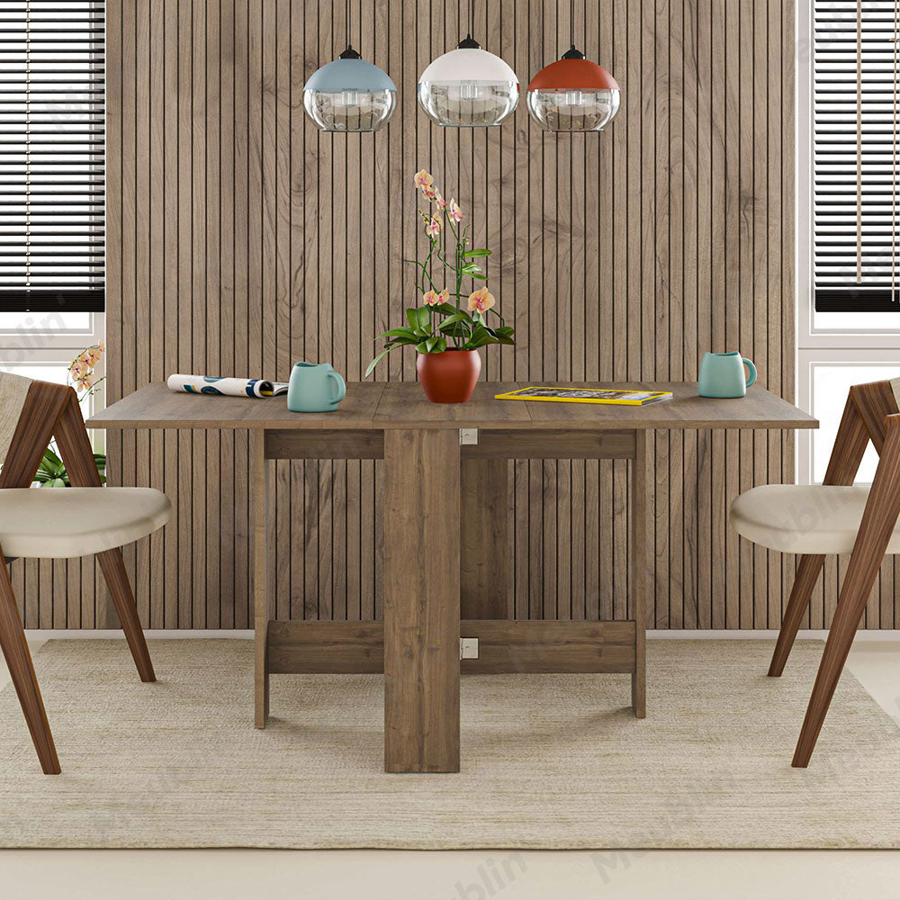 Table à manger pliable en bois ARTEMIO 130 cm - Marron noyer