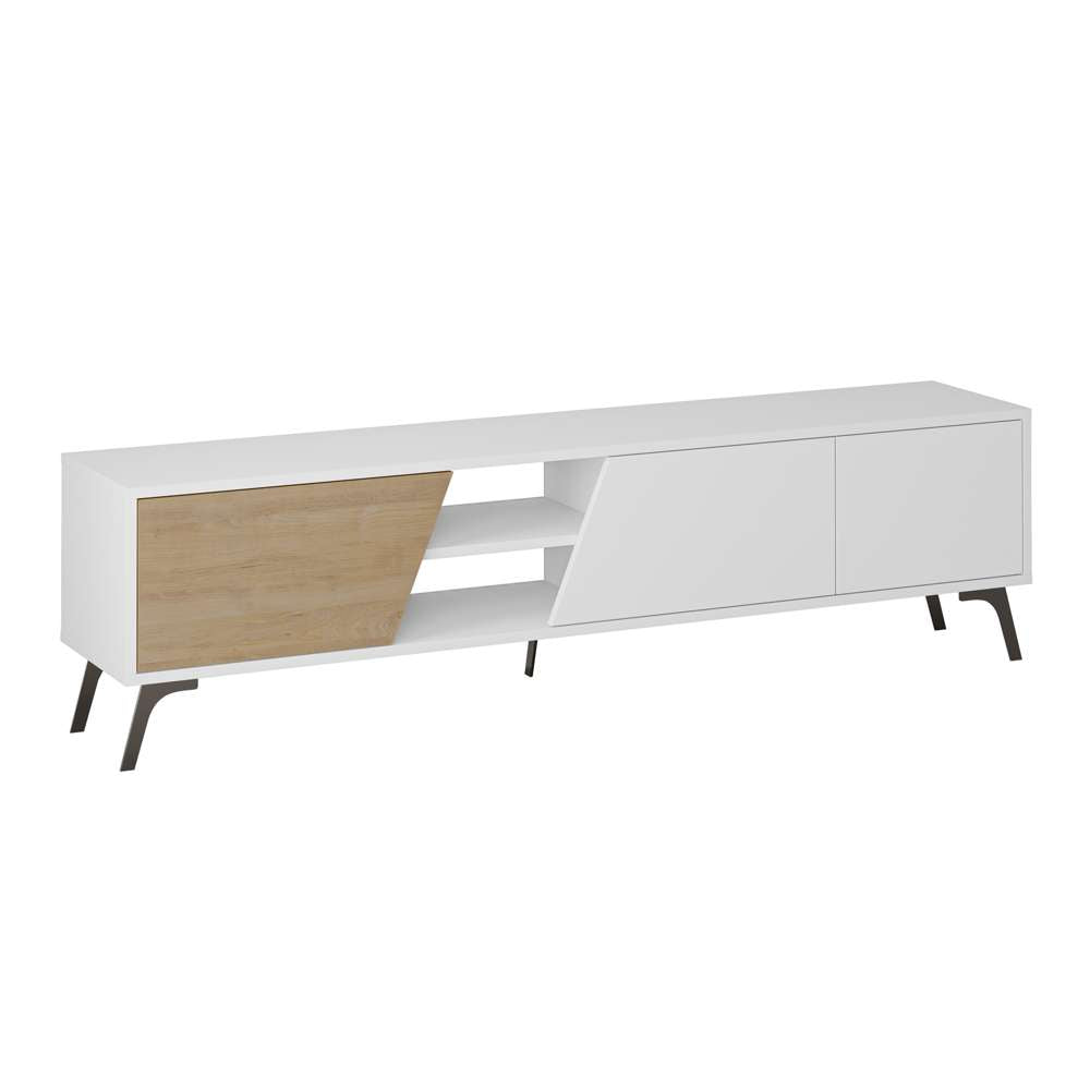 Meuble TV moderne FIONA 180 cm - Salon et séjour - Chêne et blanc - Meublin.ma Meuble TV Meublin.ma