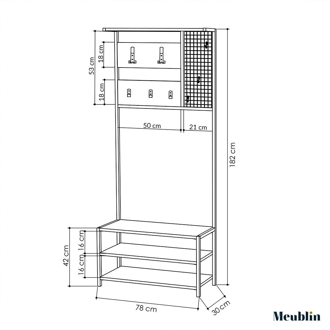 Meuble vestiaire de rangement NOMAD 182 cm - Penderie et étagères