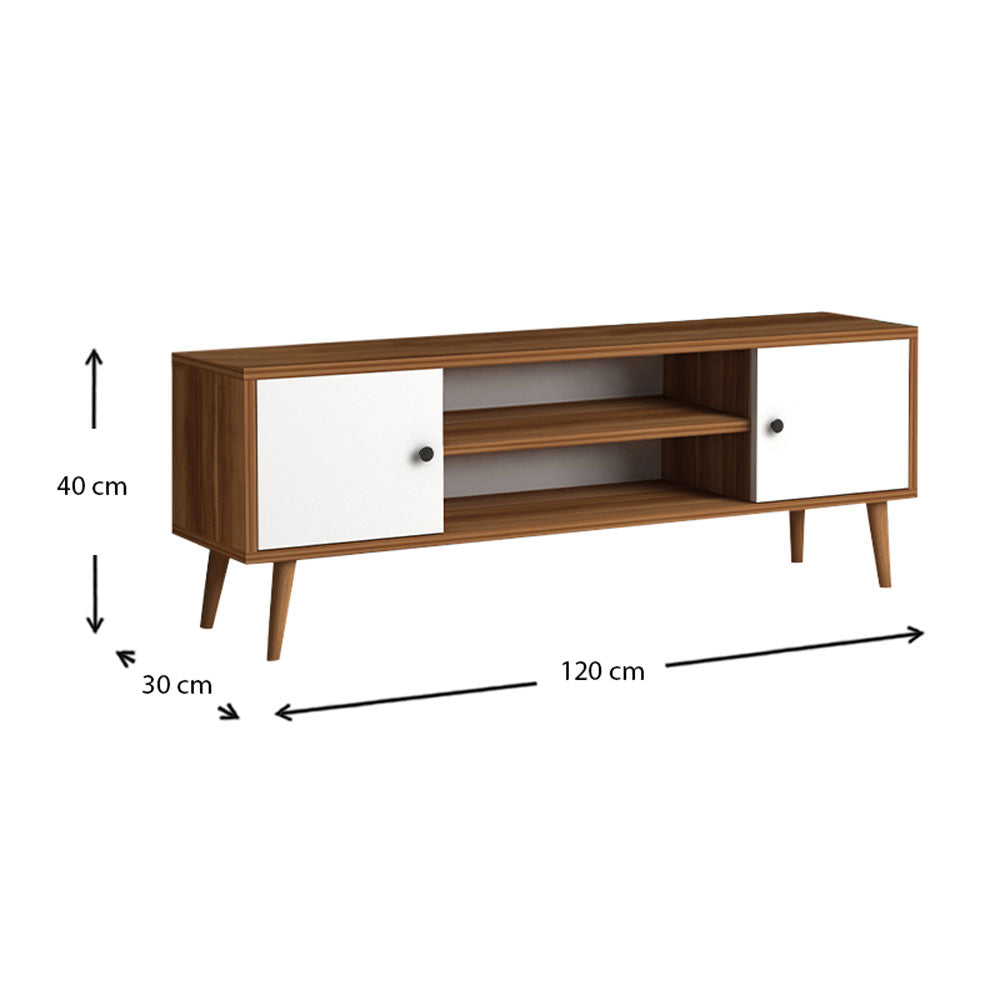 Meuble TV PARMA 120 cm - Marron noyer et blanc - salon et séjour - Meublin.ma Meuble TV Meublin.ma